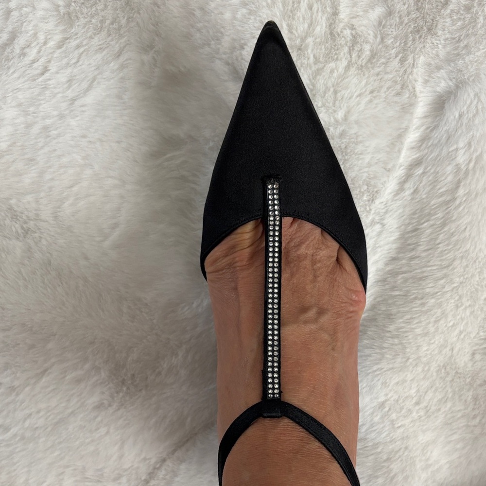 Stuart Weitzman Black Heels with Rhinestone Accent